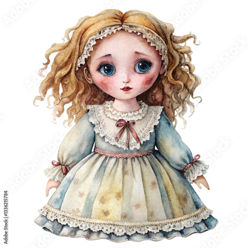 Creepy Horror Rag Dolls clipart watercolor