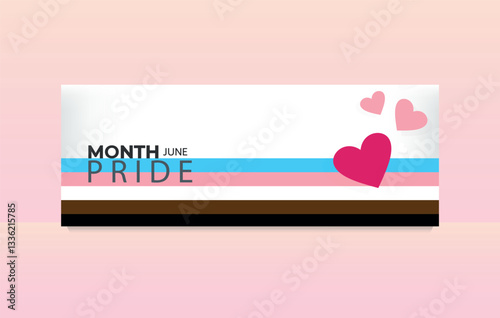 LGBT Pride Banner with Rainbow and Hearts. Love and Equality Concept Editable image.