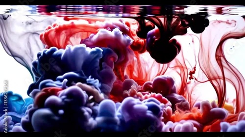 4K , Color paint drops in water , clor splash in water , drop Colorful ink in water, 4K footage