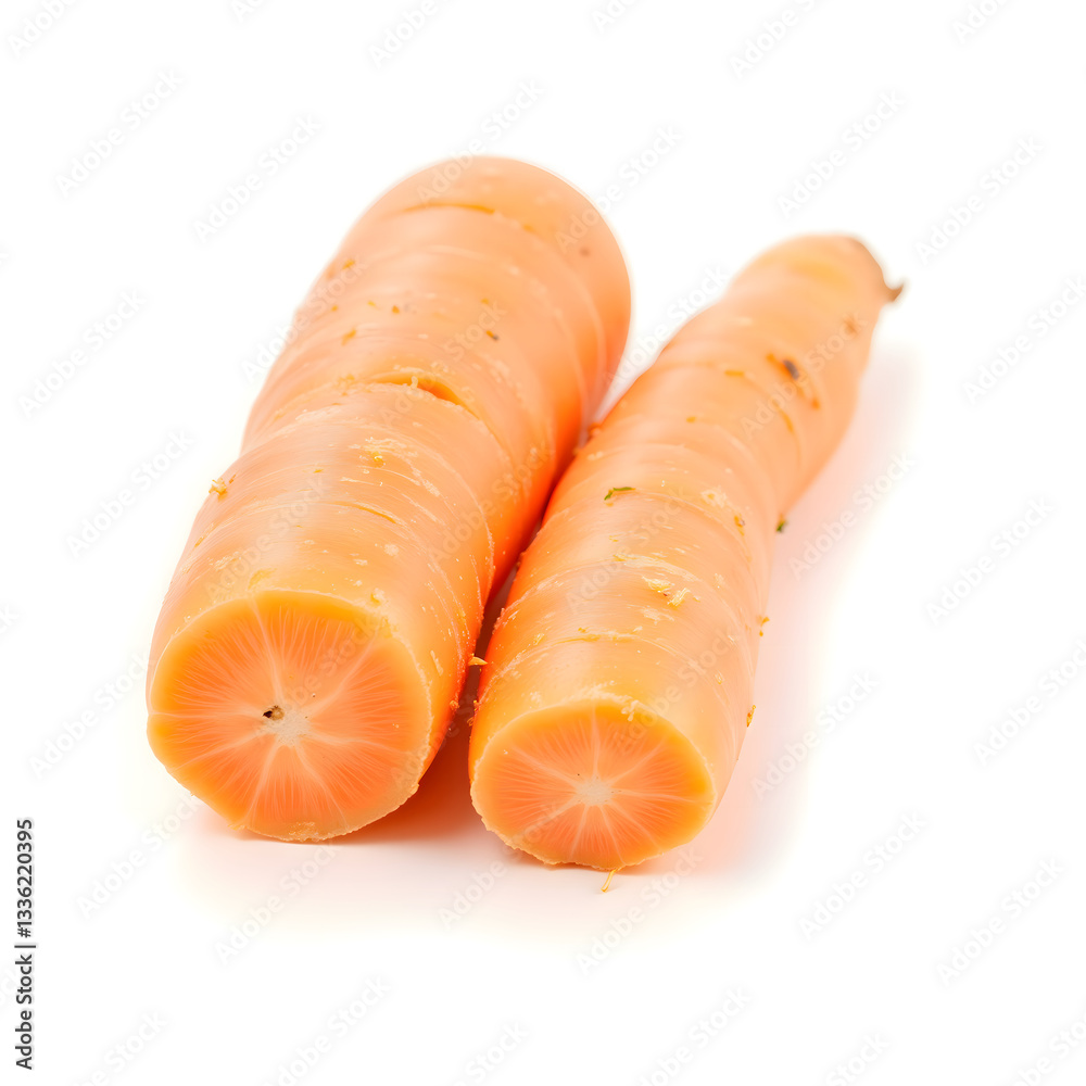 Carrots sliced on a white background