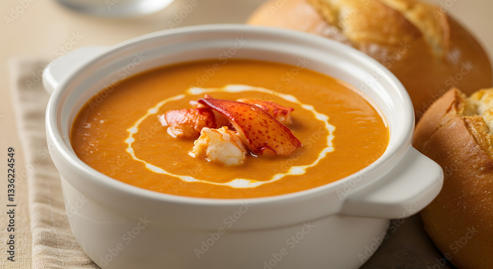 Delicious Lobster Bisque With Crusty Bread PNG Delicious Lobster Bisque With Crusty Bread PNG