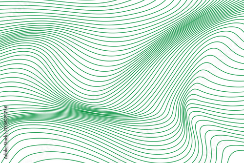green line wave and abstract white background