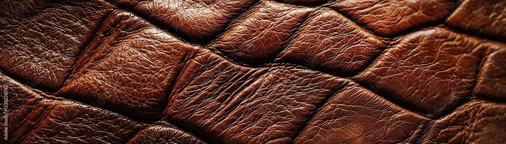 Naklejka premium Close up view of detailed brown leather pattern texture