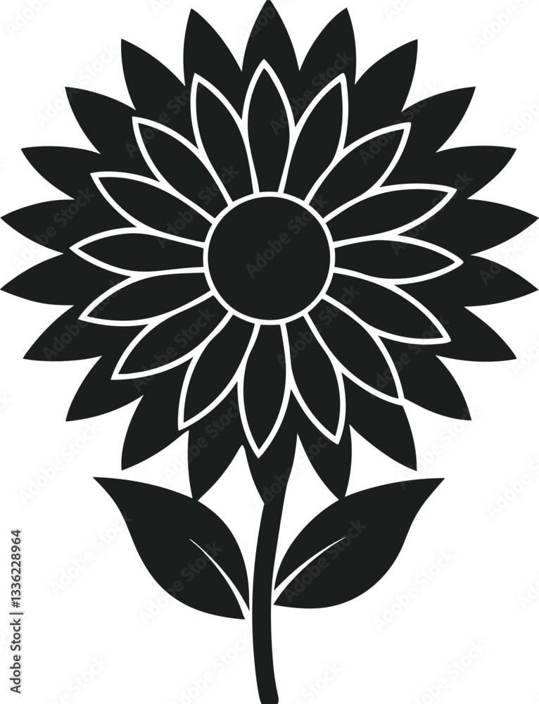 Fototapeta premium Sunflower Silhouette Vector – Elegant Floral Illustration for Mother’s Day