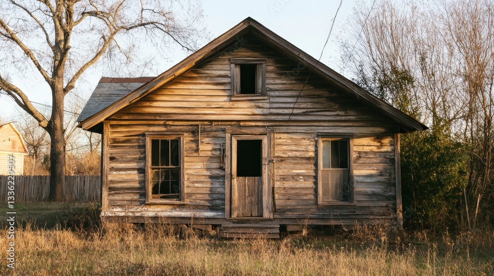 An old wooden house with exposed electric wires, carrying the echoes of early electricity adoption An old wooden house with exposed electric wires, carrying the echoes of early electricity adoption