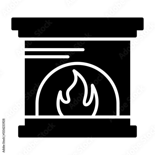 Fireplace Vector Solid Style Icon