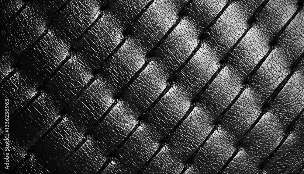 Naklejka premium A detailed image showing a black diamond patterned leather texture