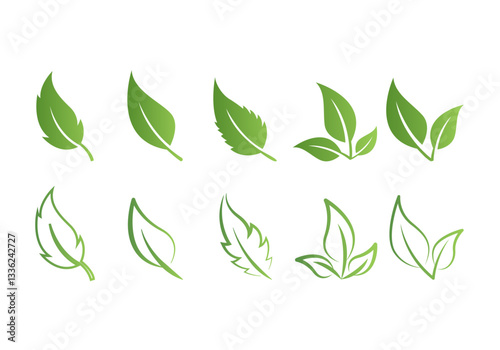 Eco green leaf logo icon stock illustration