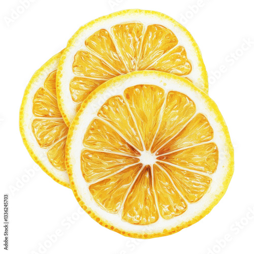 [Transparent Background PNG]Watercolor Lemon Slices Close Up