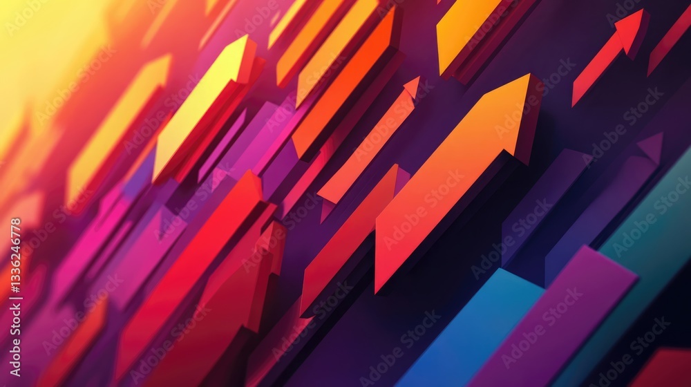 Vibrant abstract arrows in a dynamic arrangement, showcasing movement and energy in a colorful digital landscape Vibrant abstract arrows in a dynamic arrangement, showcasing movement and energy in a colorful digital landscape