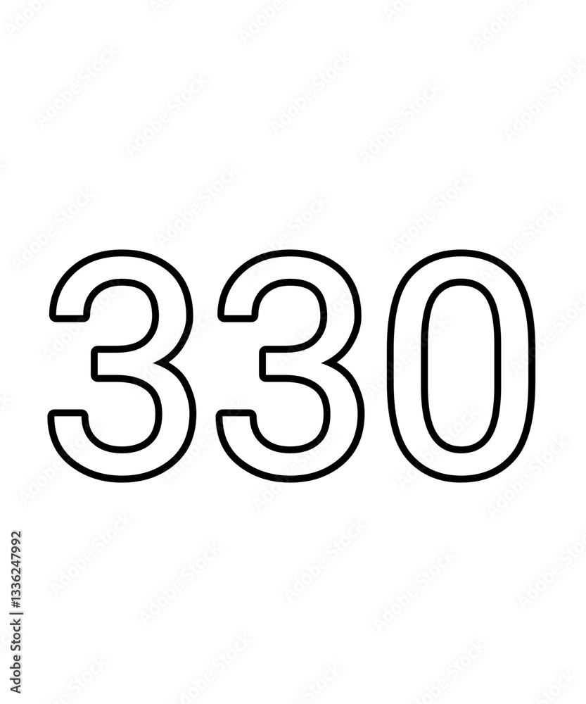 Black and white color numbers 330 Black and white color numbers 330