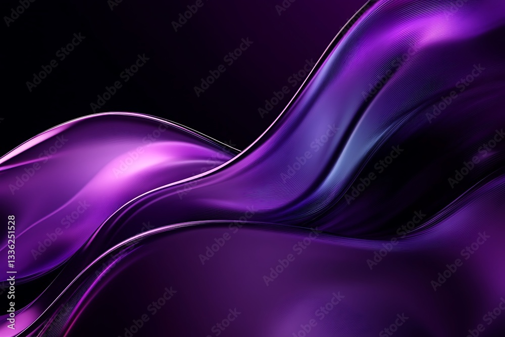 Obraz premium Abstract purple flowing waves, glossy texture.