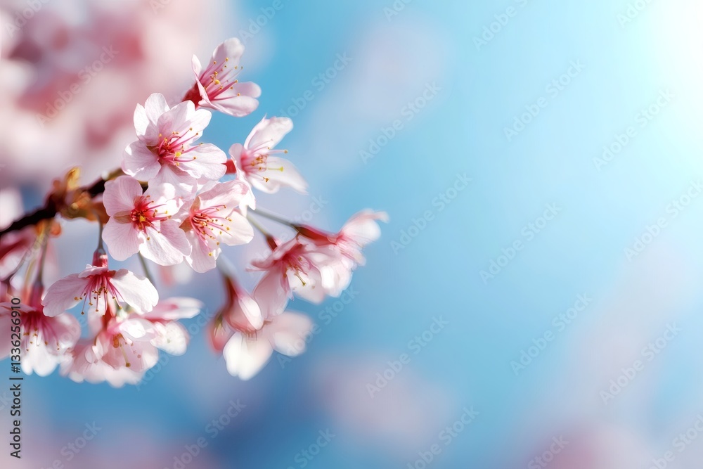 Cherry blossoms bloom in spring's gentle light Generative AI Cherry blossoms bloom in spring's gentle light Generative AI