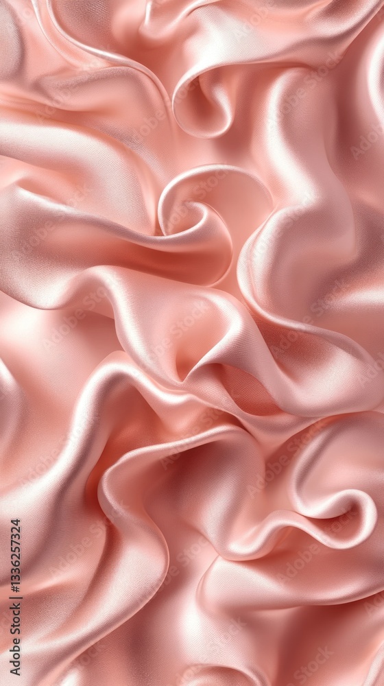 Fototapeta premium Flowing pink fabric with multiple curves and soft lighting