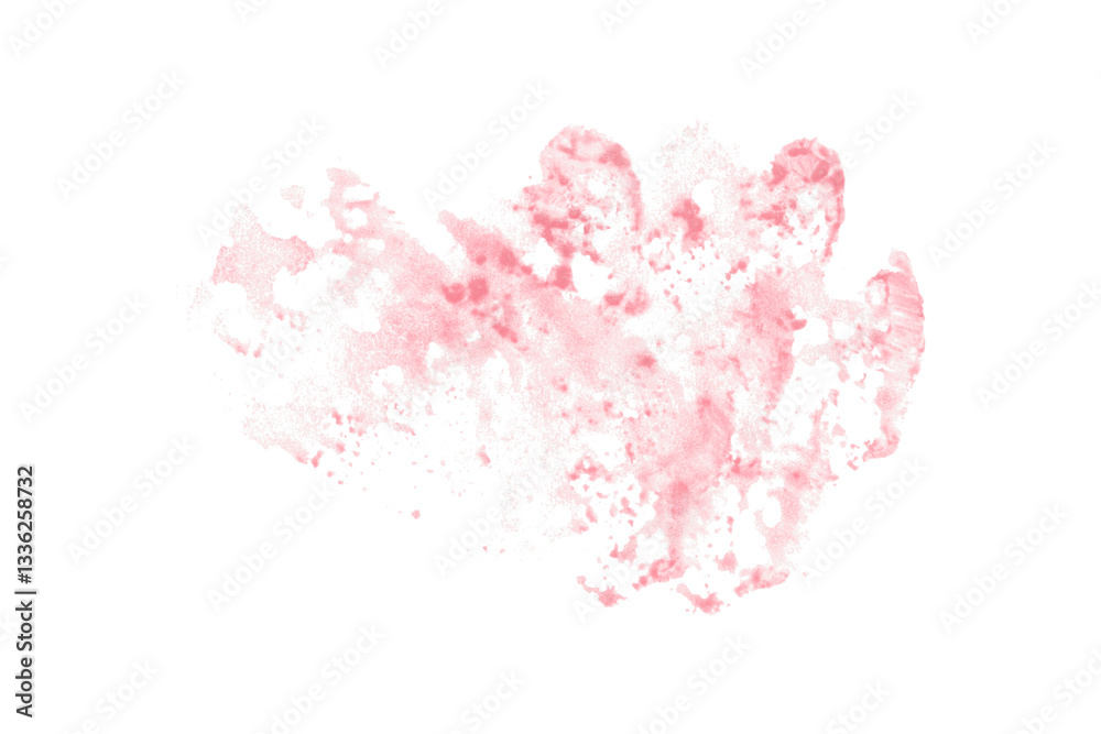 Naklejka premium Bright pink watercolor or ink stain with watercolor marks on transparent background.