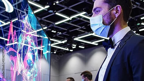 people at the innovation and technology fair, display of stands