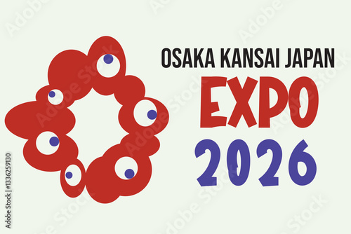 Vector illustration design of the EXHIBITION OSAKA KANSAI JAPAN EXPO 2026 logo, featuring a modern and professional style, ideal for branding and promotional materials.