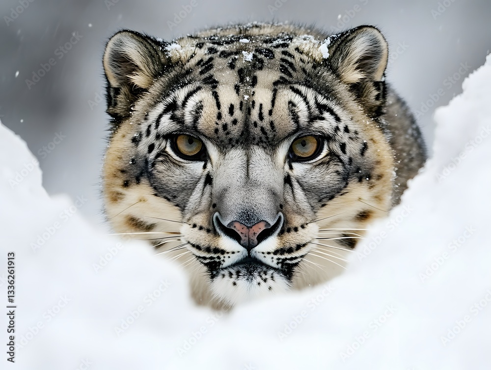 A portrait of a snow leopard and a white tiger with their powerful and graceful expressions, showcasing their wild beauty, big fur, and spots as iconic big cats in nature A portrait of a snow leopard and a white tiger with their powerful and graceful expressions, showcasing their wild beauty, big fur, and spots as iconic big cats in nature