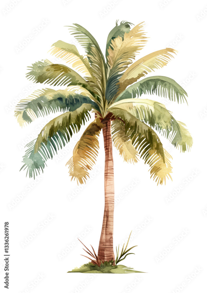 Obraz premium PNG Palm Tree tree illustration watercolor.