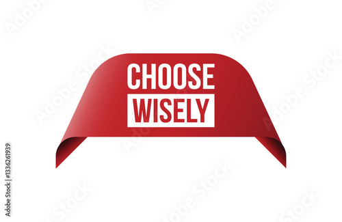 Choose wisely red ribbon label banner.
