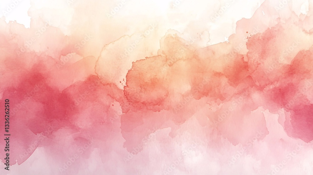 Fototapeta premium Abstract Watercolor Paint Wash Showing Blends of Red and Pink