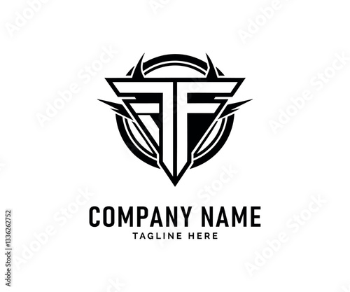 FF Monogram Logo Design. Bold Black Letter FF Logo Design Tribal, Geometric, Electric, Vector