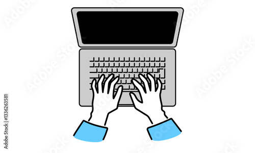 Hands of a man using a computer
