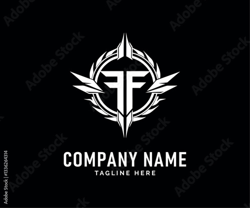 FF Monogram Logo Design. Modern FF Logo Design White, Black, Emblem, Wings, Sharp, Vector