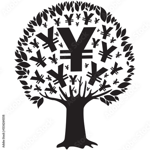 Money tree isolated on White background. Vector illustration 