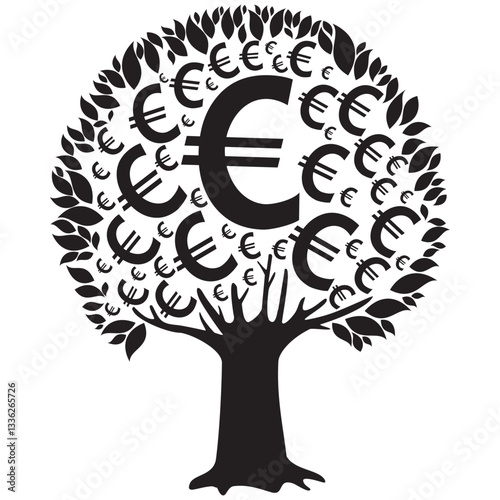 Money tree isolated on White background. Vector illustration 