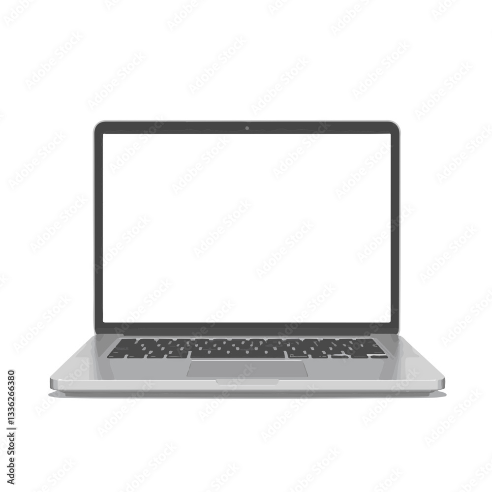 Modern laptop in minimalist style on white background, educational potential Modern laptop in minimalist style on white background, educational potential