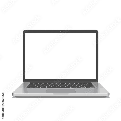 Modern laptop in minimalist style on white background, educational potential