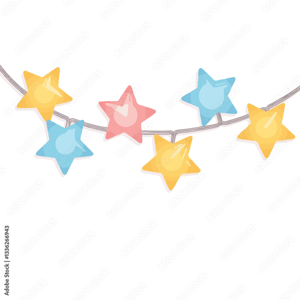 Obraz premium Pastel fairy lights glowing in gentle curve, joy and festivity