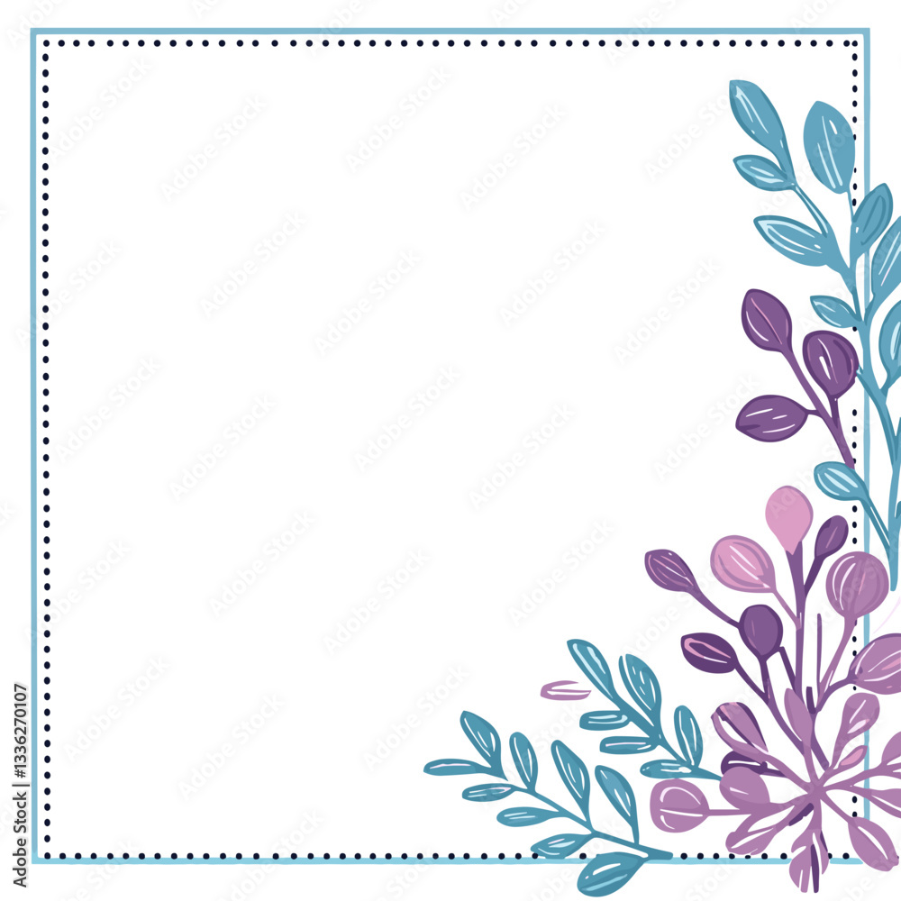Floral border illustration with blank space for text representing nature and beauty Floral border illustration with blank space for text representing nature and beauty