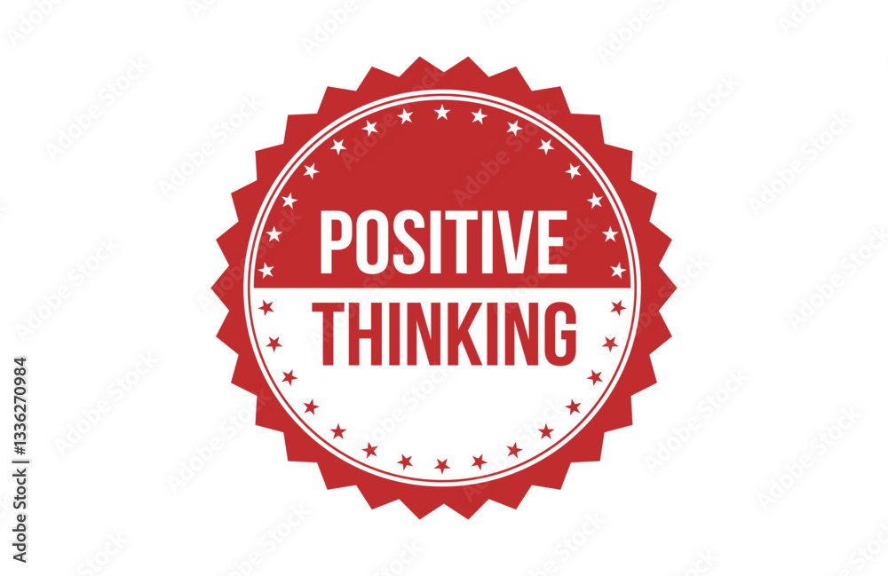 POSITIVE THINKING red ribbon label banner. POSITIVE THINKING red ribbon label banner.