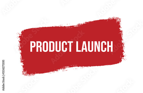 Brush style product launch red banner design isolated on white background.