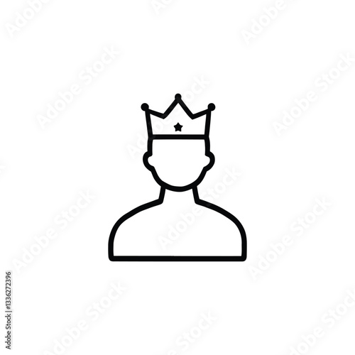 employee icon Royalty Icon Vector: Minimalist Black Outline of Crowned Figure with Star photo