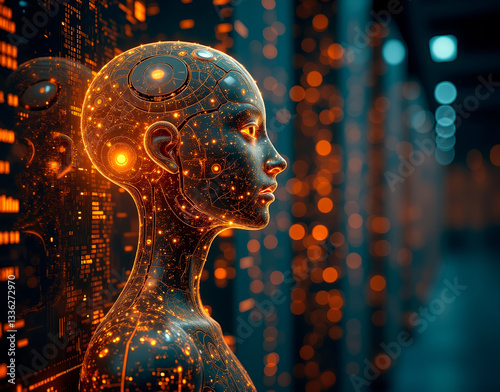 AI linguist server with glowing translation matrices, reimagining the Rosetta Stone for modern multilingual communication.
