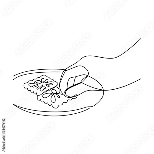 Hand Picking Delicious Crispy Butter Cookies from Plate