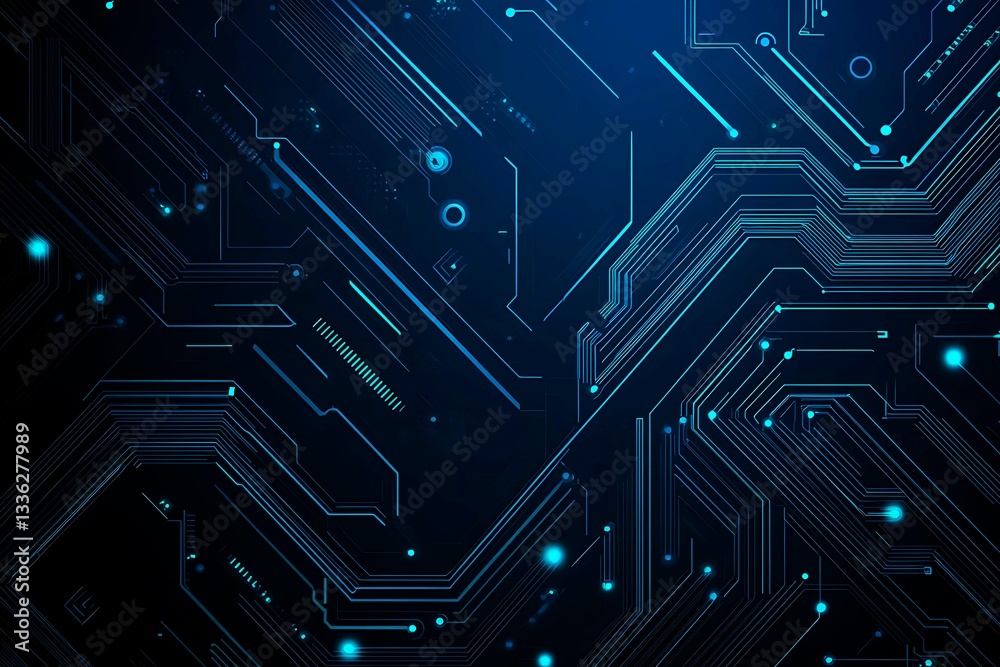 Abstract close-up of a glowing blue digital circuit board, showcasing intricate connections and technological design on a black background.
Abstract close-up of a glowing blue digital circuit board, showcasing intricate connections and technological design on a black background.