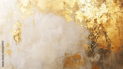 A textured abstract background with gold paint and neutral tones