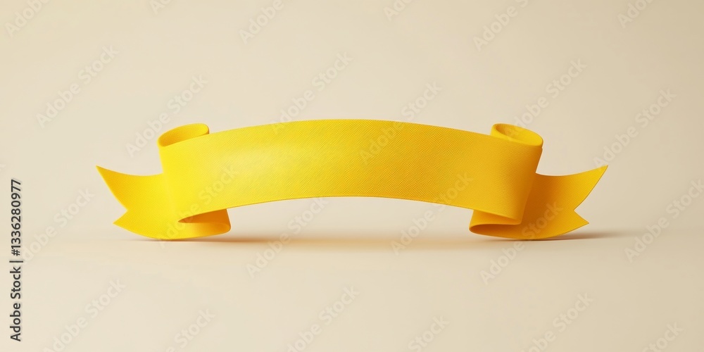A yellow banner is displayed, its texture stands out, curled at the edges, against a simple, light background. A yellow banner is displayed, its texture stands out, curled at the edges, against a simple, light background.