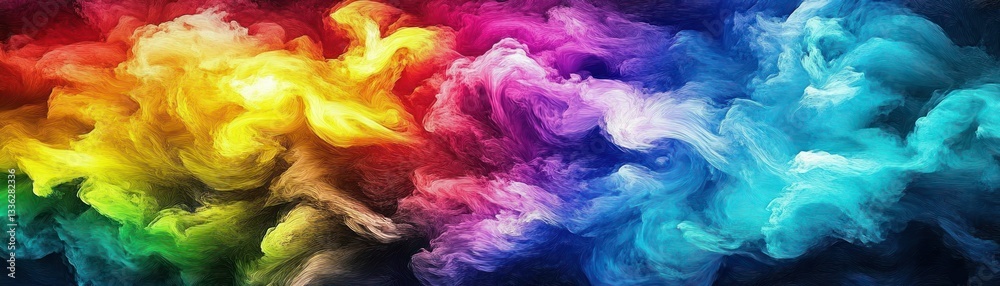 An abstract digital art piece with swirling colorful smoke effects