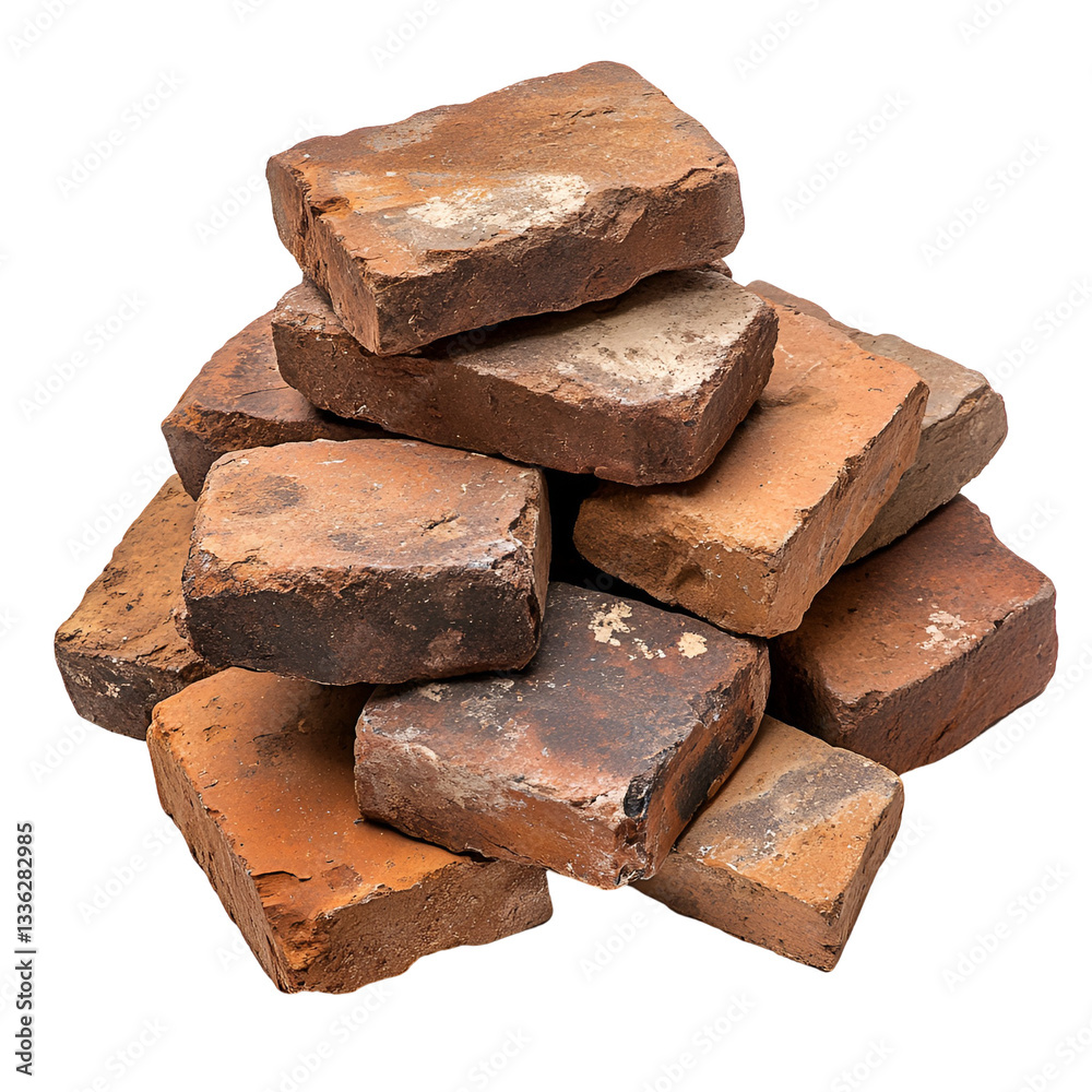Stack of reclaimed terracotta bricks rustic building material Stack of reclaimed terracotta bricks rustic building material
