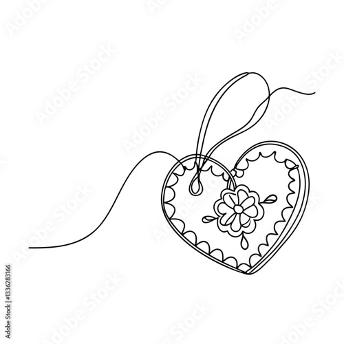 SingleLine Heart Shaped Cookie Ornament Valentines Day Decoration