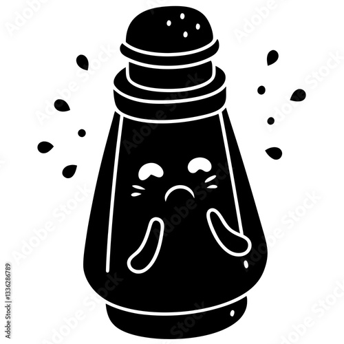 A cute salt shaker sneezing silhouette vector illustration
