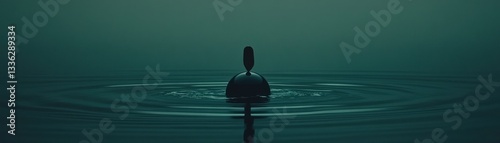 A dark teal image showing a water float in the water