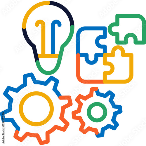 Puzzle playful lined icon
