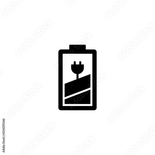 Battery charge flat vector icon. Accumulator vector sign