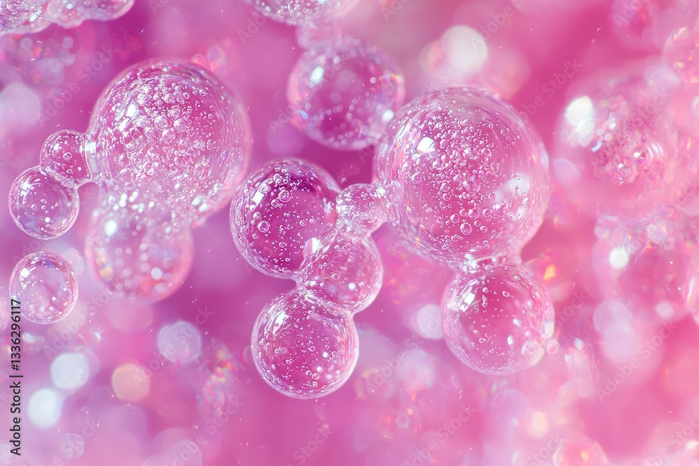Cluster of transparent pink bubbles in an ethereal abstract composition Cluster of transparent pink bubbles in an ethereal abstract composition